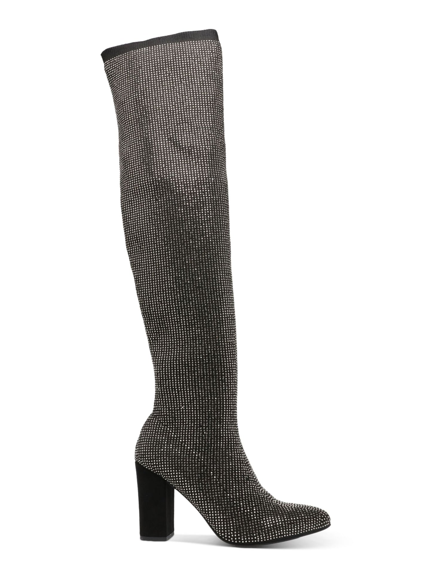 Botas sociais femininas Wild Pair com strass, acolchoadas, bico fino, salto bloco, zíper, tamanho 9,5 m, cinza