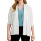 Cardigan feminino Alfani com manga 3/4 aberta, branco, tamanho extragrande