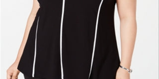 Camiseta regata feminina Alfani Piping Hi Low preta tamanho 2X