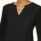 Charter Club Top Feminino com Babados Duplos e Estampa Pintuck, Preto, Tamanho Pequeno P