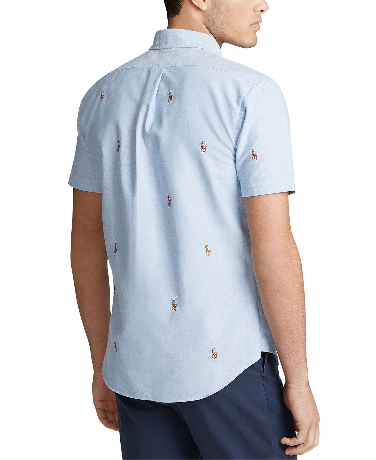 Camisa Oxford Polo Ralph Lauren Masculina Allover Pony Manga Curta Tamanho Sortido Pequeno