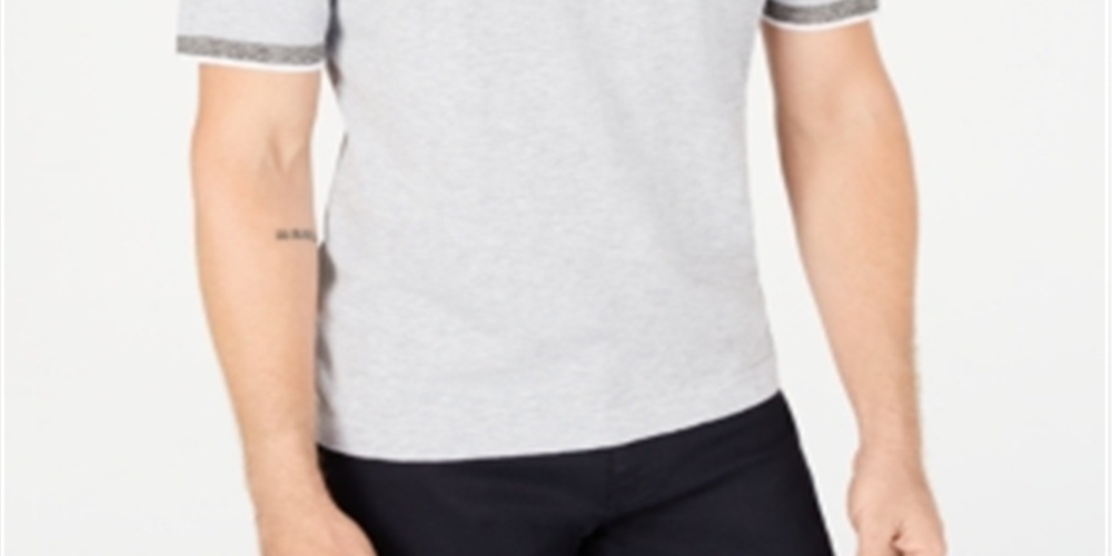 Suéter Alfani Masculino Gola Falsa Manga Curta Cinza Tamanho Médio