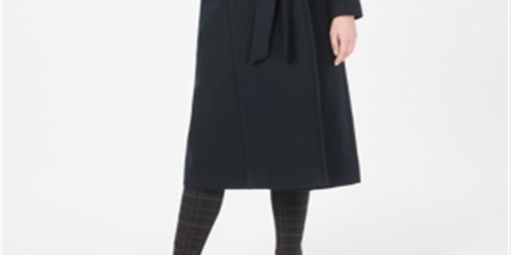 Casaco longo com cinto e gola de pele de raposa Forecaster feminino - Preto, tamanho 16