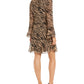 Vestido feminino Anne Klein com estampa animal e zíper, tamanho 8, marrom