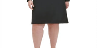 Vestido evasê com manga de renda Tommy Hilfiger feminino, tamanho 22W, preto