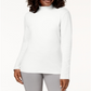 Karen Scott Blusa de gola alta feminina de algodão, branca, tamanho XX-G