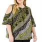 Blusa feminina Michael Kors Plus com estampa mista e ombro vazado, verde, tamanho 2X