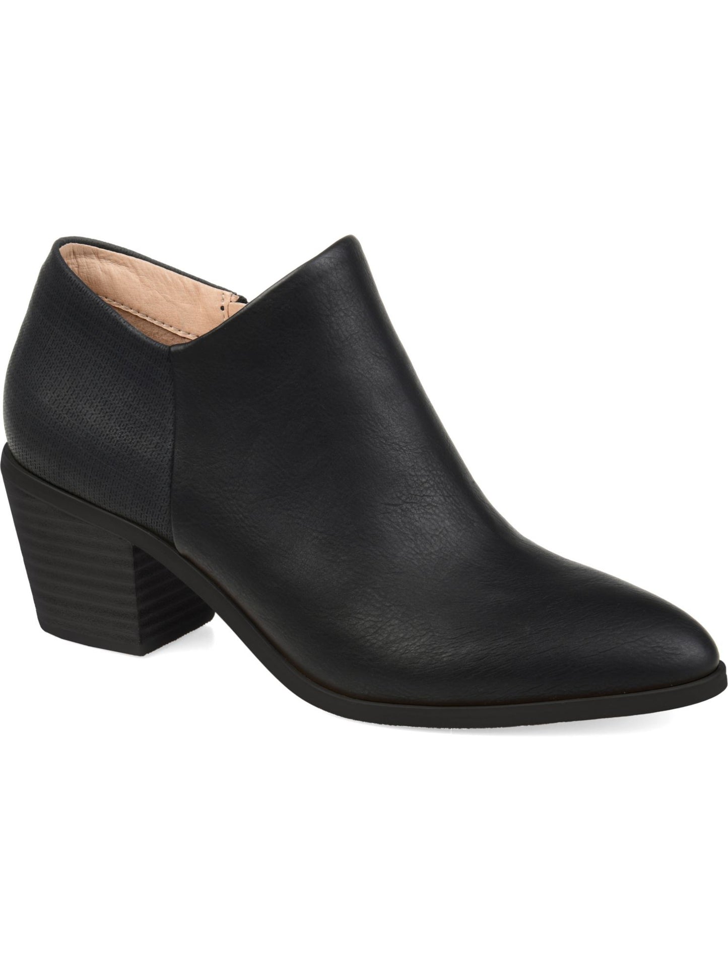 Botas femininas Journee Collection com zíper e salto bloco Adison Almond Toe Mixed Media, pretas, tamanho 10 M