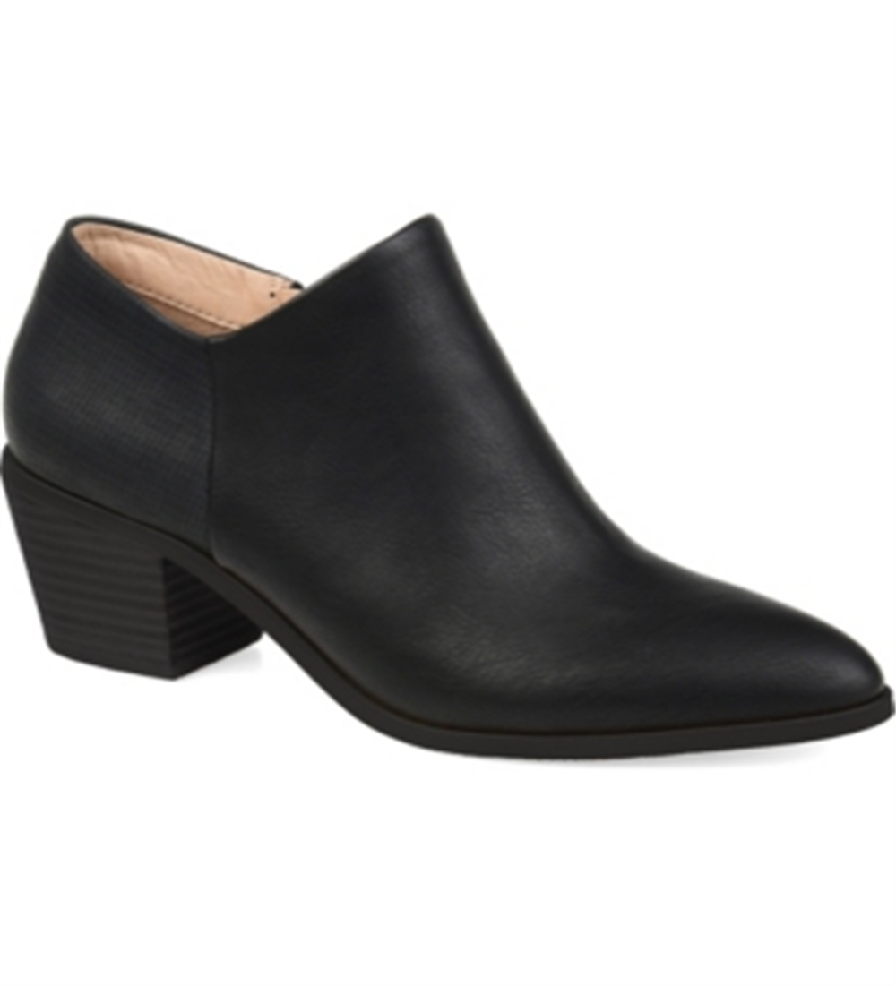 Botas femininas Journee Collection com zíper e salto bloco Adison Almond Toe Mixed Media, pretas, tamanho 10 M