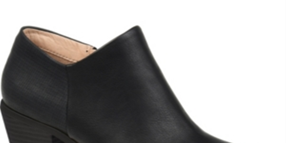 Botas femininas Journee Collection com zíper e salto bloco Adison Almond Toe Mixed Media, pretas, tamanho 10 M