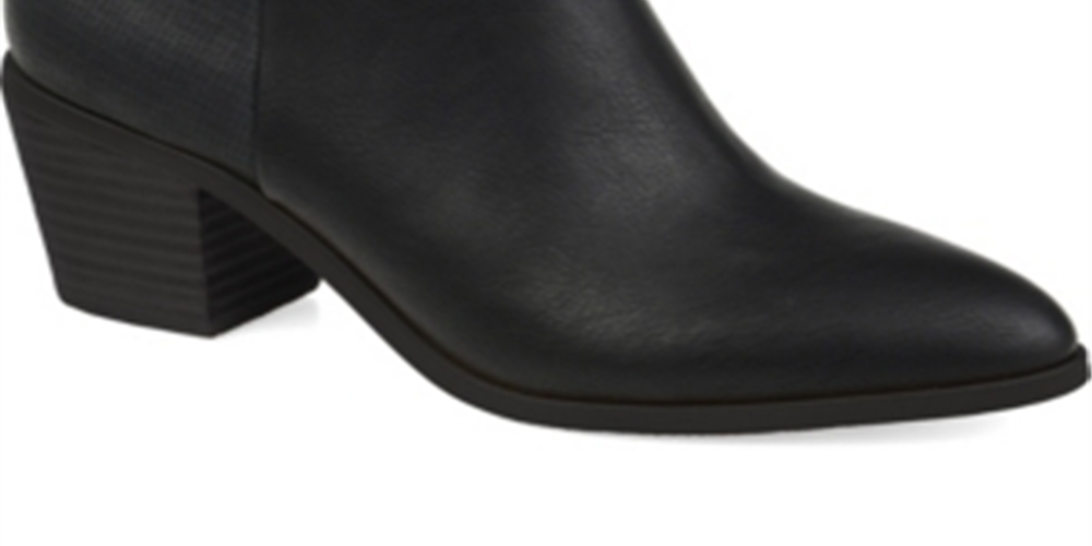Botas femininas Journee Collection com zíper e salto bloco Adison Almond Toe Mixed Media, pretas, tamanho 10 M