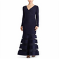 Vestido Ralph Lauren Feminino com Sobrepeliz de Tule e Manga Longa Azul Tamanho 2
