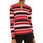 Blusa listrada com decote em V Michael Kors feminina, rosa, tamanho pequeno