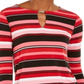 Blusa listrada com decote em V Michael Kors feminina, rosa, tamanho pequeno