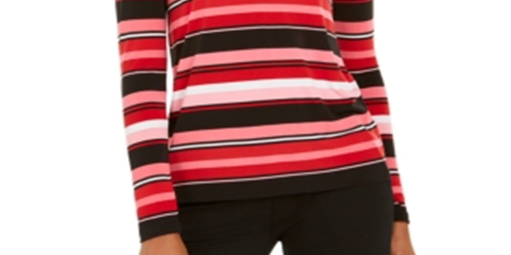 Blusa listrada com decote em V Michael Kors feminina, rosa, tamanho pequeno