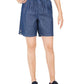 Shorts de algodão feminino Karen Scott, azul, tamanho X-S