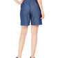 Shorts de algodão feminino Karen Scott, azul, tamanho X-S
