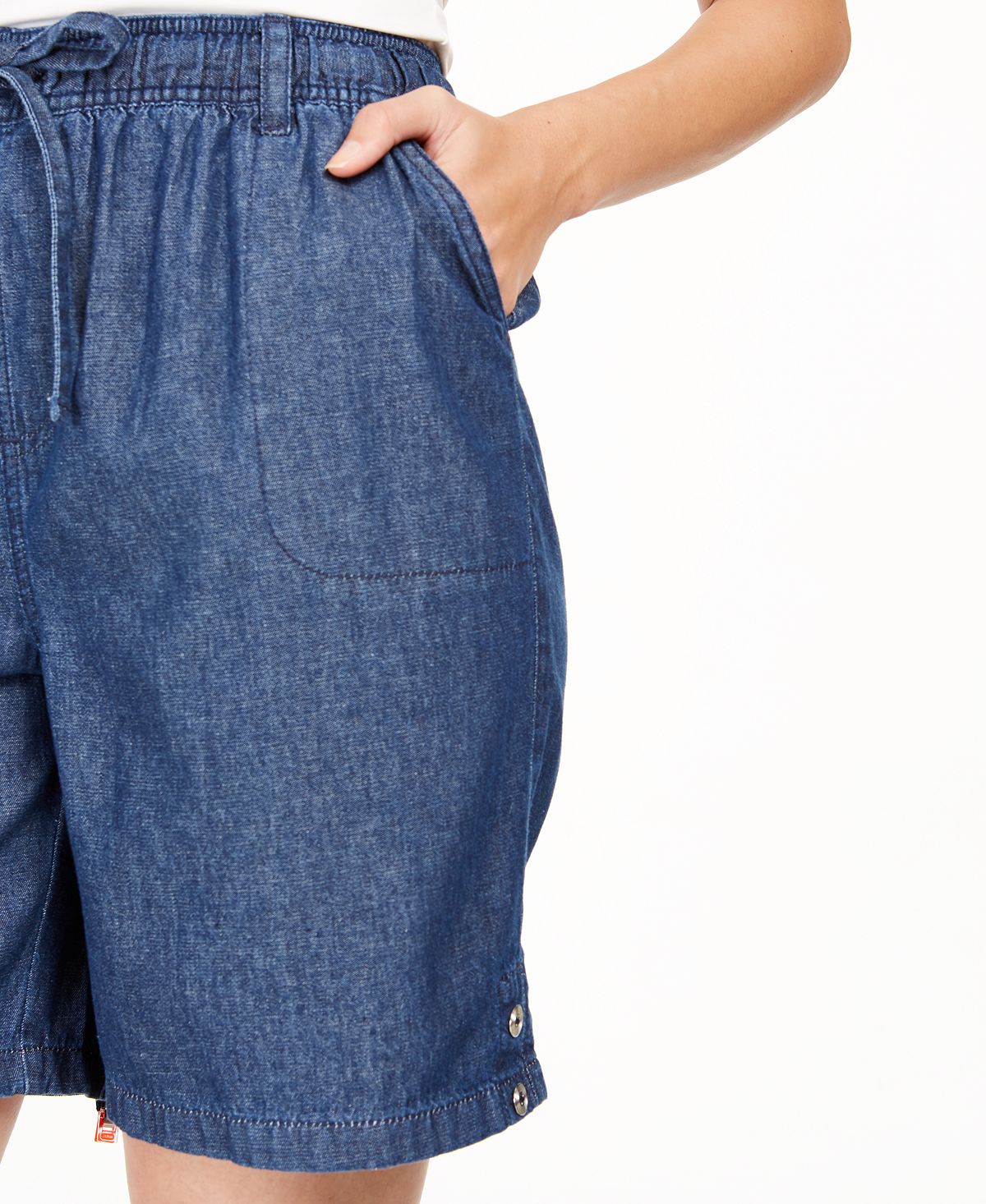 Shorts de algodão feminino Karen Scott, azul, tamanho X-S