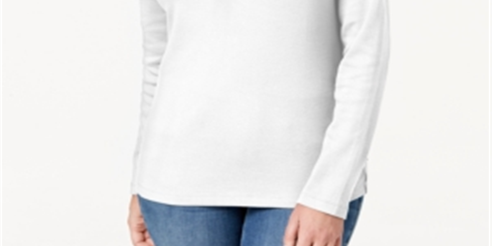 Karen Scott Blusa de malha lisa feminina, branca, tamanho extragrande