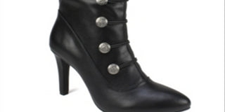 Botas femininas Rialto Chung Fabric Almond Toe Cano médio, pretas, tamanho 11 M