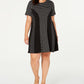 Vestido feminino Michael Kors Plus Size com estampa de bolinhas, elástico, ajuste evasê, preto, tamanho 1X