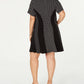 Vestido feminino Michael Kors Plus Size com estampa de bolinhas, elástico, ajuste evasê, preto, tamanho 1X