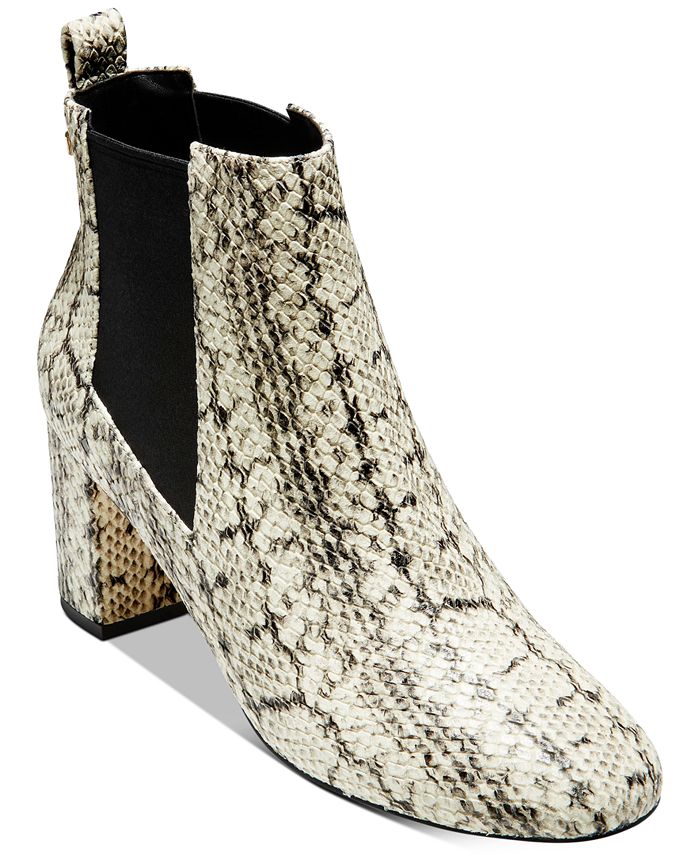 Bota Cole Haan Nitasha 65mm Feminina Cano Curto Bege Cobra Tamanho 7B