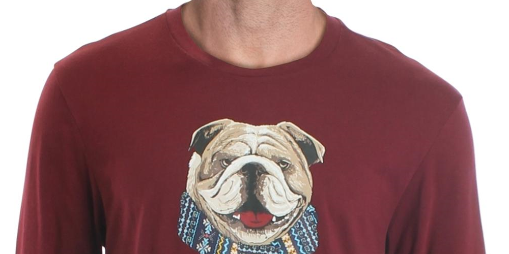 Camiseta masculina Club Room Bulldog Scarf de algodão mesclado, vermelha, tamanho pequeno
