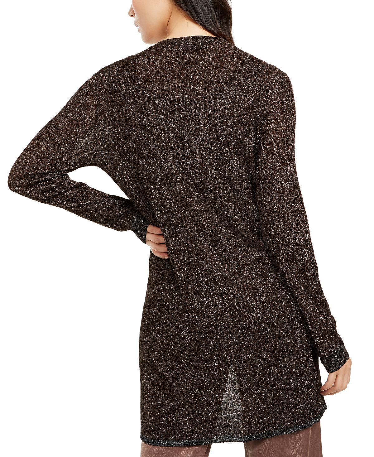 Cardigan metálico canelado feminino Alfani, preto, tamanho X-S