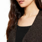 Cardigan metálico canelado feminino Alfani, preto, tamanho X-S