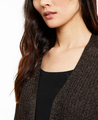 Cardigan metálico canelado feminino Alfani, preto, tamanho X-S