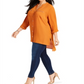 Blusa feminina plus size gola Y alta e baixa, tamanho 1XL, marrom, da coleção NY
