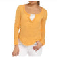 Blusa feminina de manga comprida com decote em V, laranja, tamanho pequeno, Free People