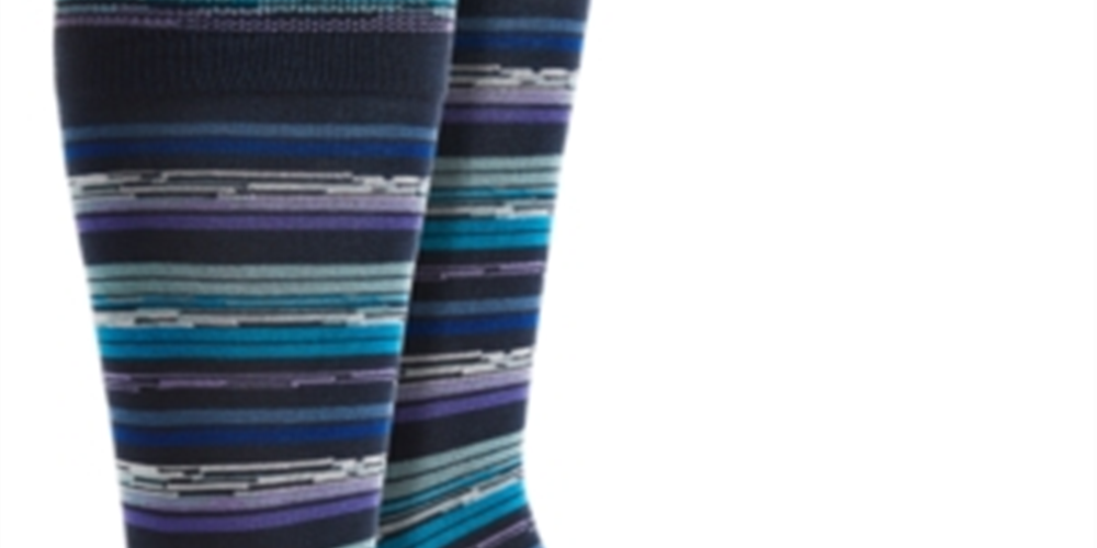 Meias de cano curto listradas de tencel Perry Ellis Portfolio para homens, tamanho regular, azul