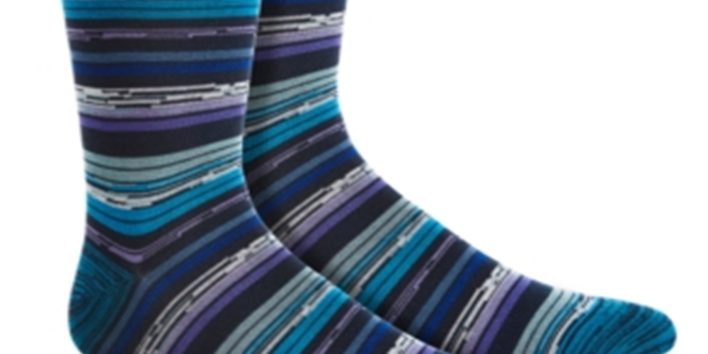 Meias de cano curto listradas de tencel Perry Ellis Portfolio para homens, tamanho regular, azul