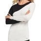 Suéter assimétrico DKNY feminino com blocos de cores, branco, tamanho médio
