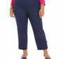Calça feminina plus size com cadarço e fecho no tornozelo JM Collection, azul, tamanho 26W