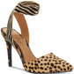 Jessica Simpson Feminino Animal Print Tira Elástica No Tornozelo Acolchoado Perinna Bico Fino Stiletto Slip On Vestido Sapatos Marrom Tamanho 7,5 M