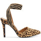 Jessica Simpson Feminino Animal Print Tira Elástica No Tornozelo Acolchoado Perinna Bico Fino Stiletto Slip On Vestido Sapatos Marrom Tamanho 7,5 M