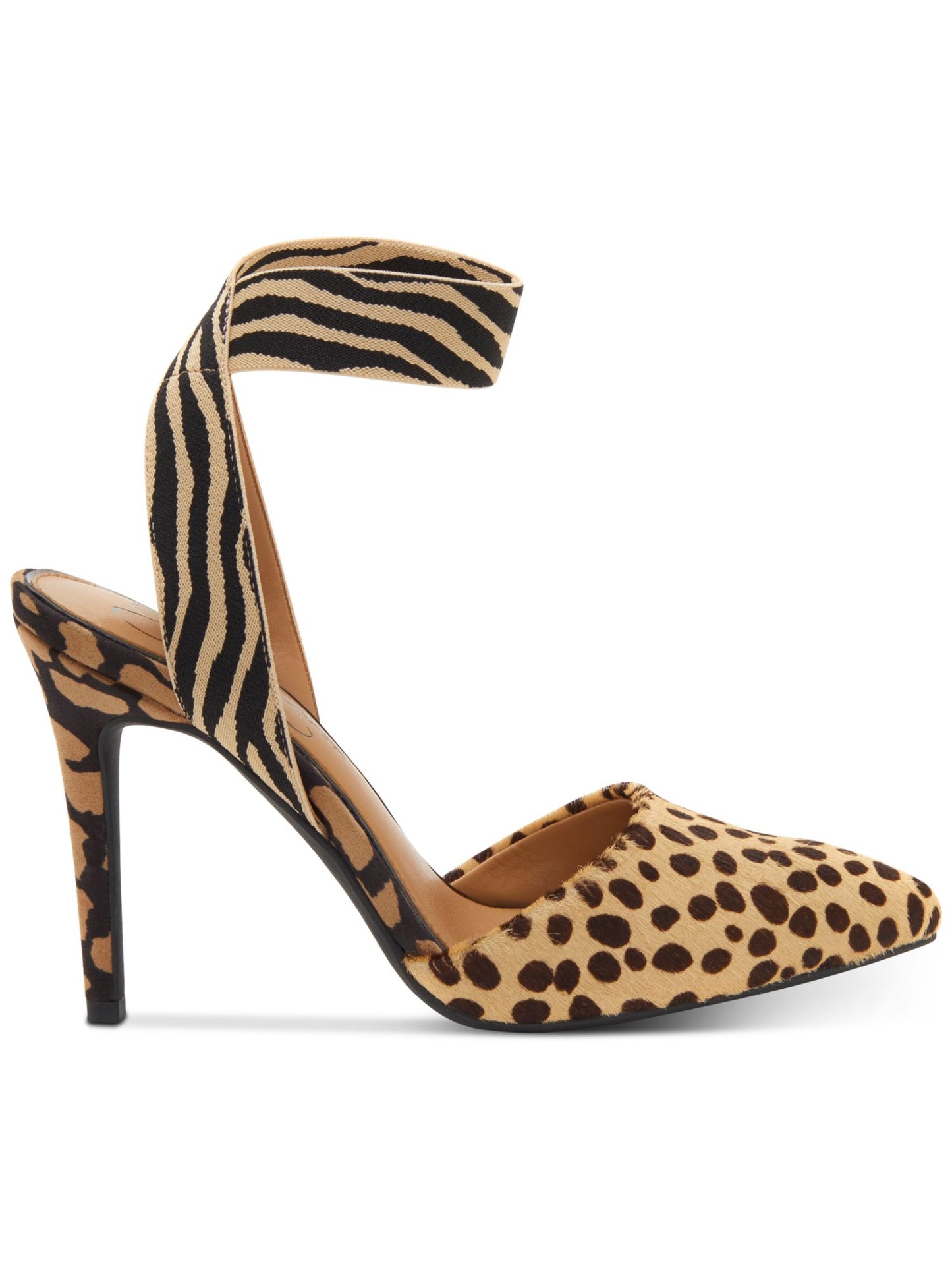 Jessica Simpson Feminino Animal Print Tira Elástica No Tornozelo Acolchoado Perinna Bico Fino Stiletto Slip On Vestido Sapatos Marrom Tamanho 7,5 M