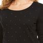 Karen Scott Top Feminino Manga 3/4 com Tachas Preto Tamanho P