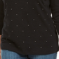 Karen Scott Top Feminino Manga 3/4 com Tachas Preto Tamanho P