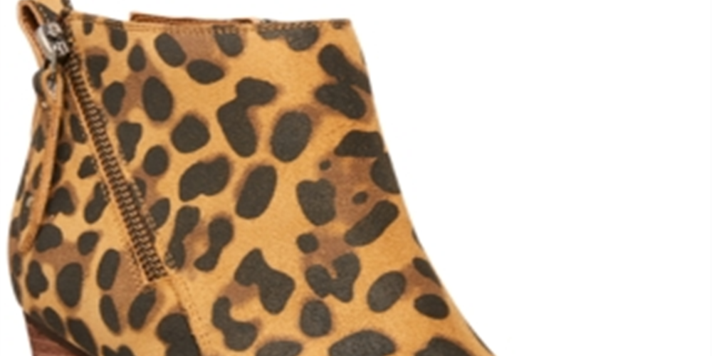 Aqua College Botas de couro femininas com estampa animal, bico amendoado, salto bloco e zíper, leopardo, tamanho 8,5 M