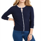 Cardigan texturizado feminino Charter Club com botões, azul, tamanho pequeno