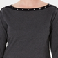Karen Scott Blusa feminina de algodão com tachas e gola canoa, preta, tamanho pequeno e pequeno
