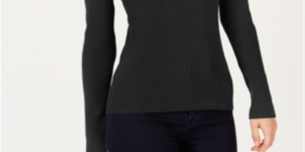 Suéter feminino de manga comprida com detalhes INC International Concepts, preto, tamanho grande