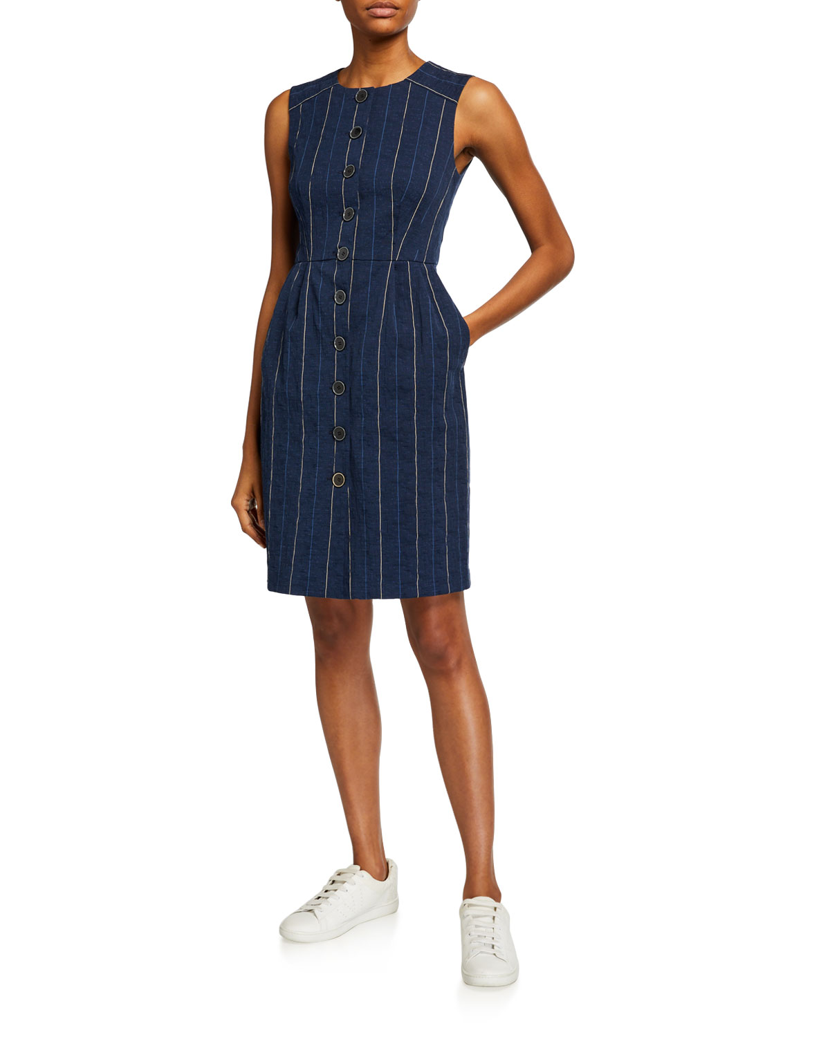Vestido tubinho jeans listrado Nanette Lepore feminino, azul, tamanho 2