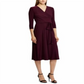 Vestido midi de malha com cinto e manga 3/4 Ralph Lauren feminino, roxo, tamanho 8
