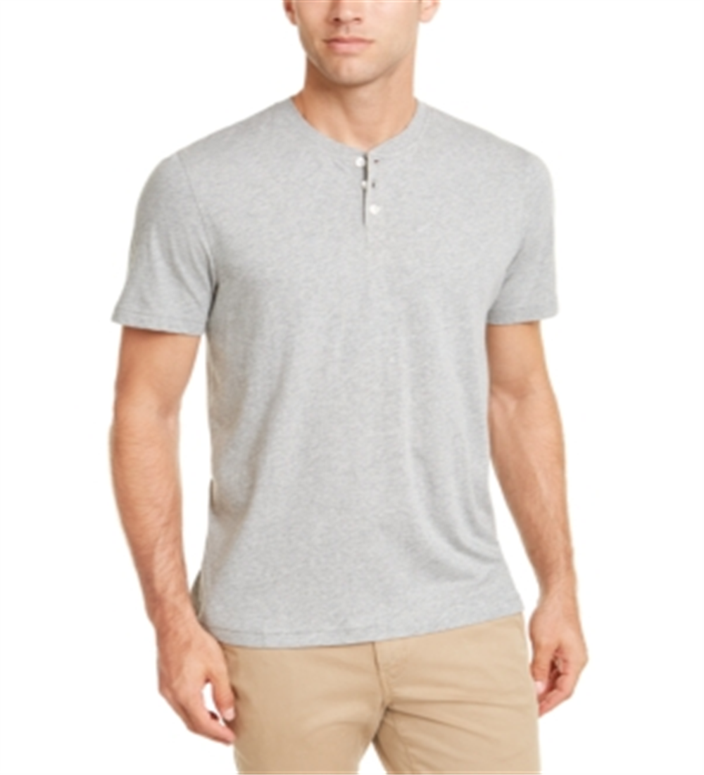 Camisa masculina Heather Henley Club Room cinza tamanho M