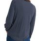Blusa feminina Lucky Brand com bolinhas, manga comprida, gola V, azul, tamanho grande